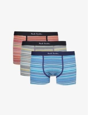 Stripe-print pack of three stretch organic-cotton trunks by PAUL SMITH