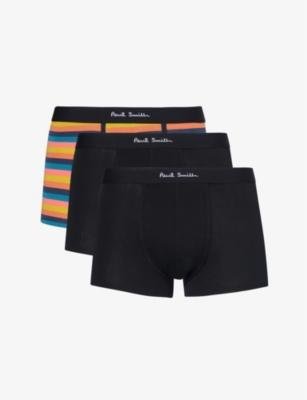 Stripe-print pack of three stretch-organic-cotton trunks by PAUL SMITH