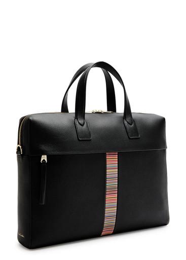 Striped grained leather briefcase by PAUL SMITH