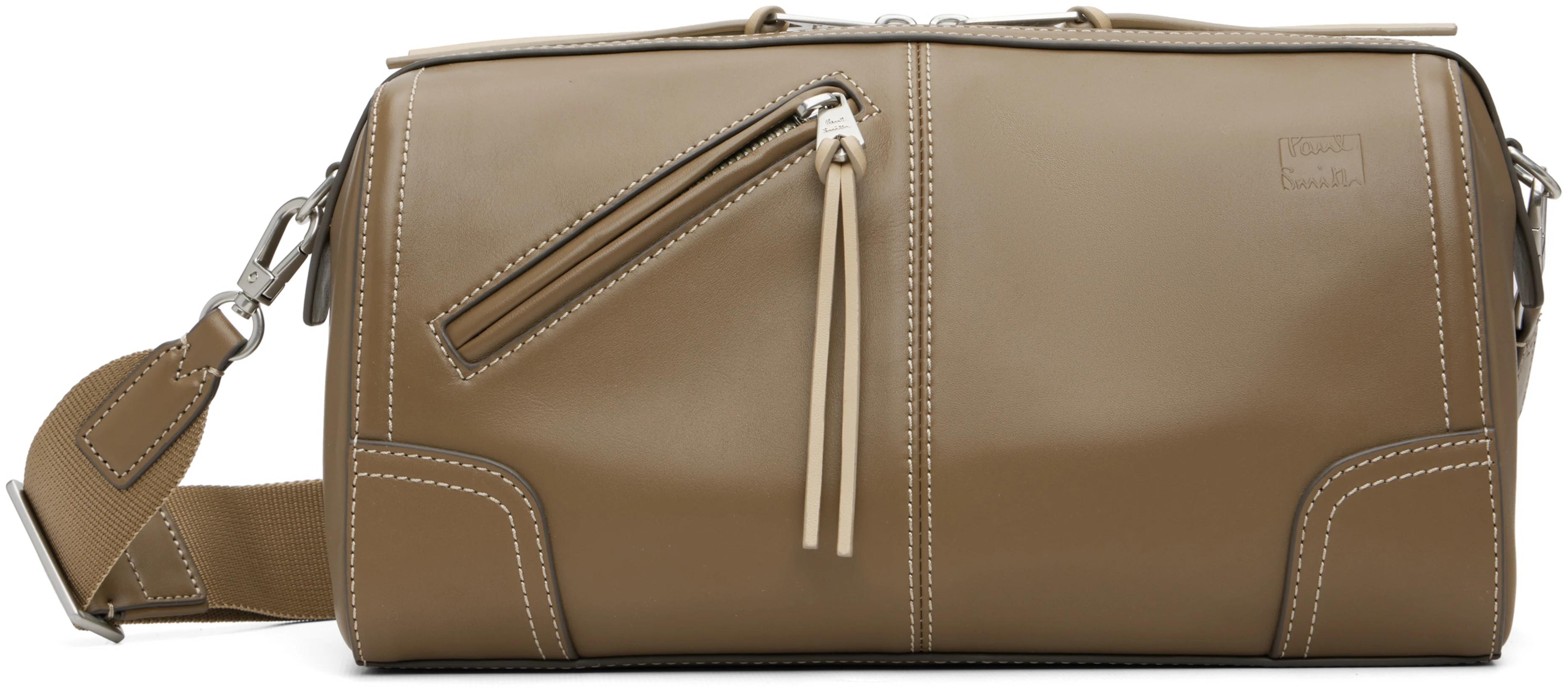 Taupe Leather Crossbody Bag by PAUL SMITH