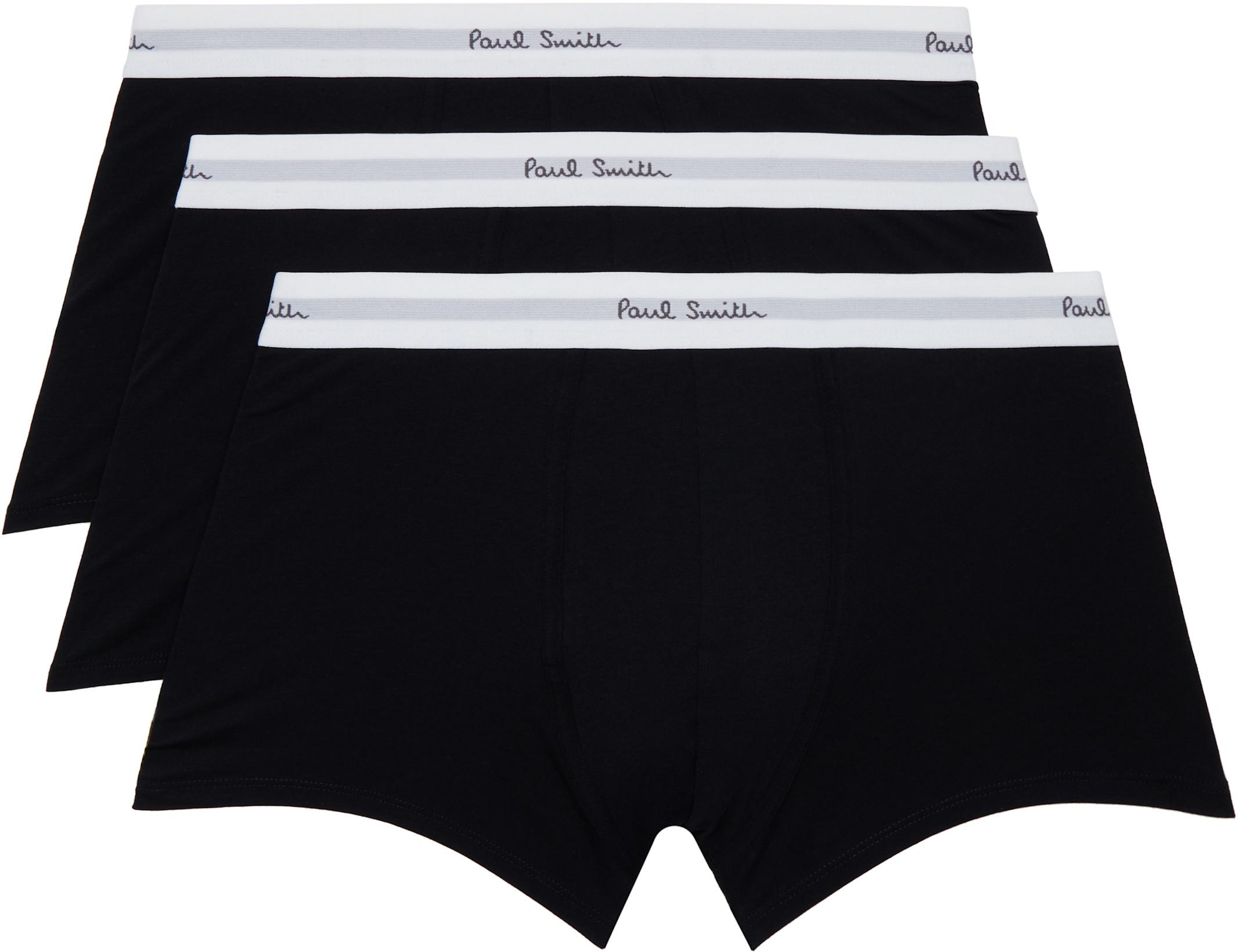 Three-Pack Black Organic-Cotton Mixed Stripe Boxer Briefs by PAUL SMITH