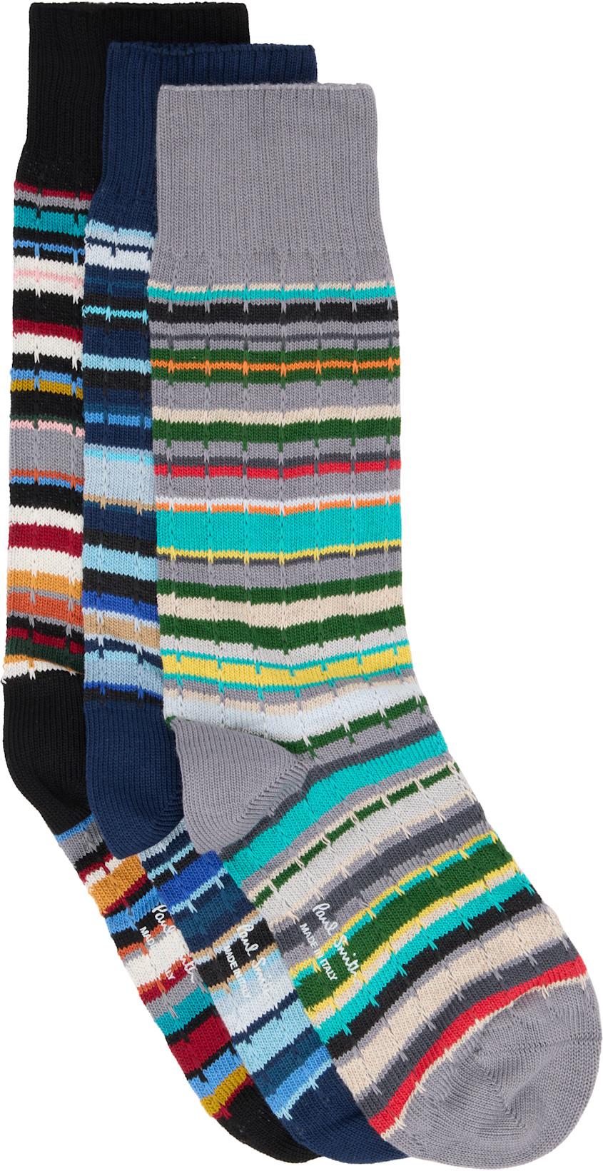 Three-Pack Multicolor Cable Socks by PAUL SMITH