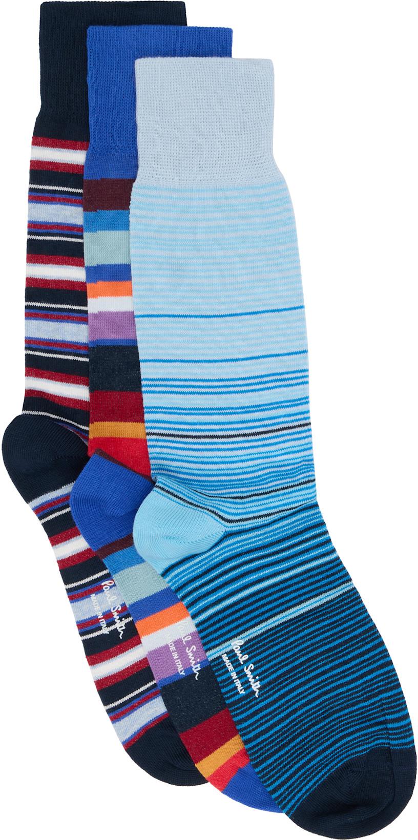 Three-Pack Multicolor Mixed Stripe Cracker Set Socks by PAUL SMITH
