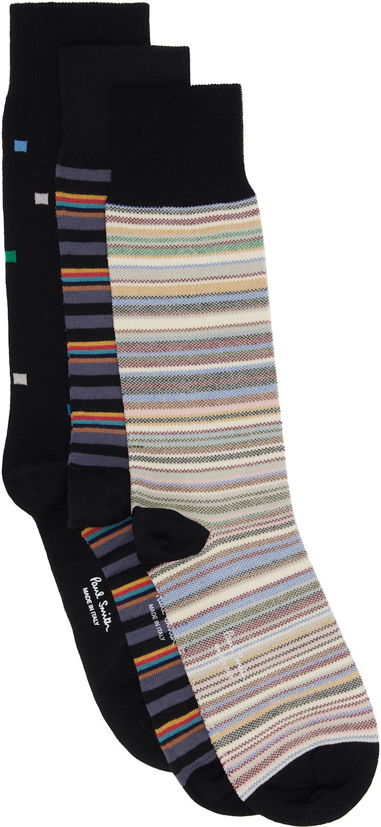 Three-Pack Multicolor Signature Socks by PAUL SMITH
