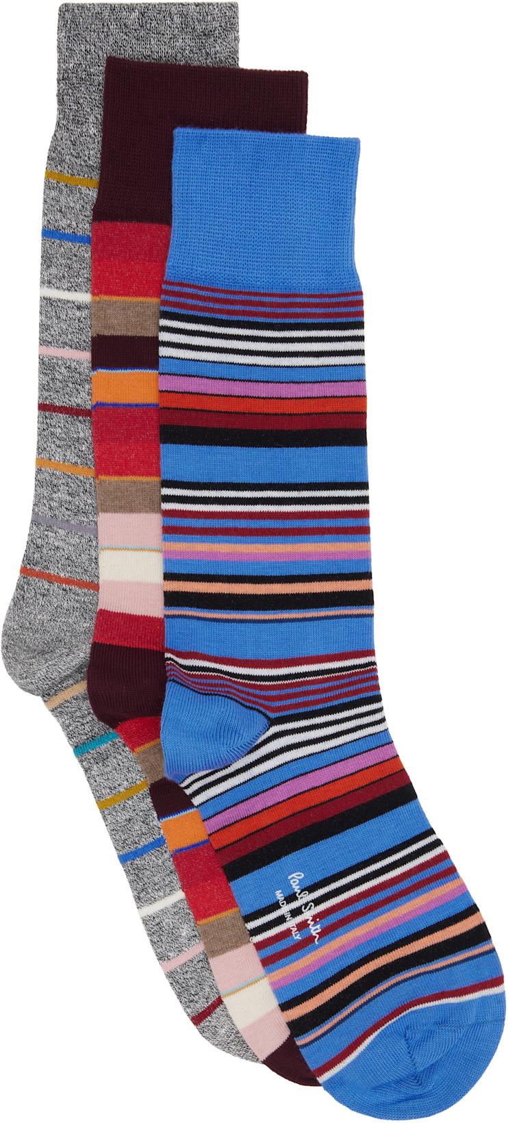 Three-Pack Multicolor Stripe Socks by PAUL SMITH