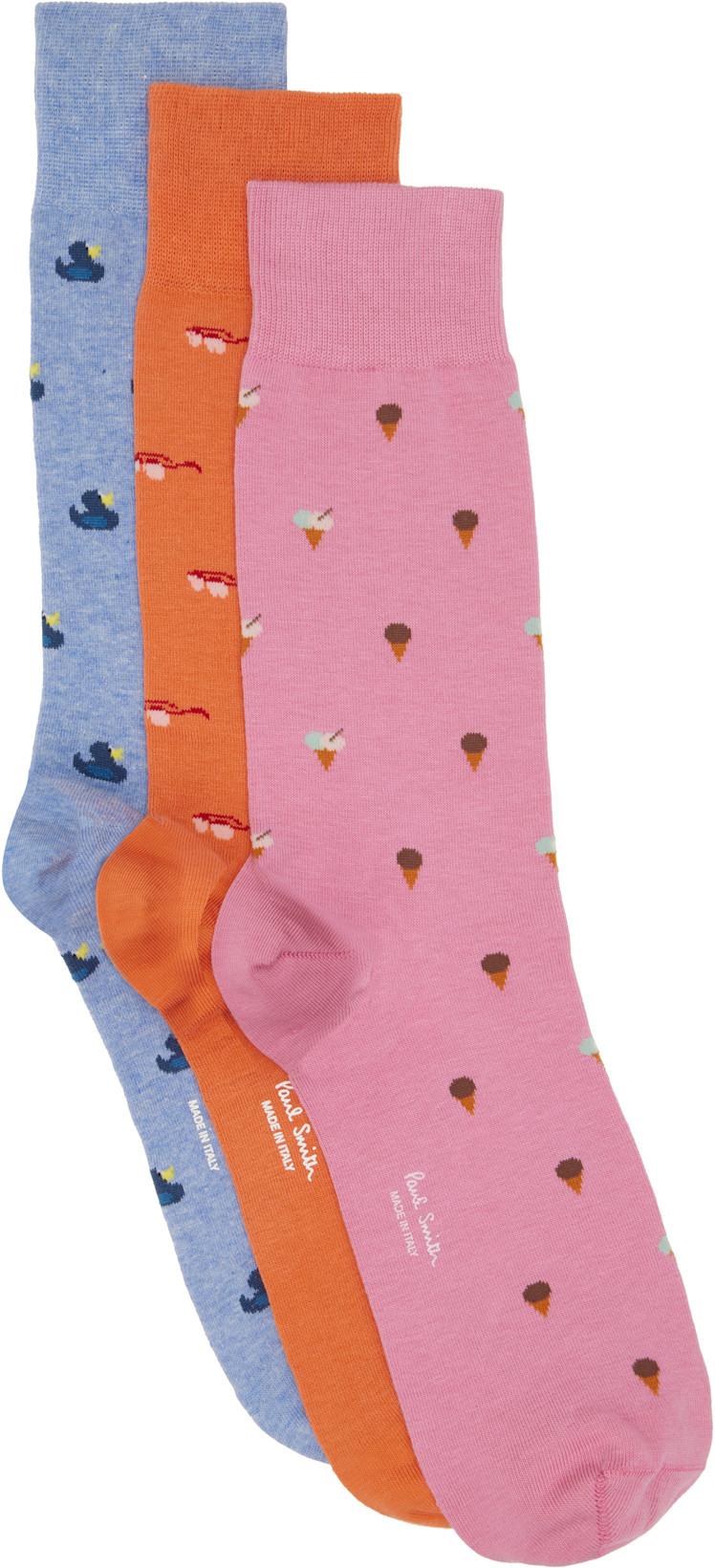 Three-Pack Multicolor Summer Novelty Socks by PAUL SMITH
