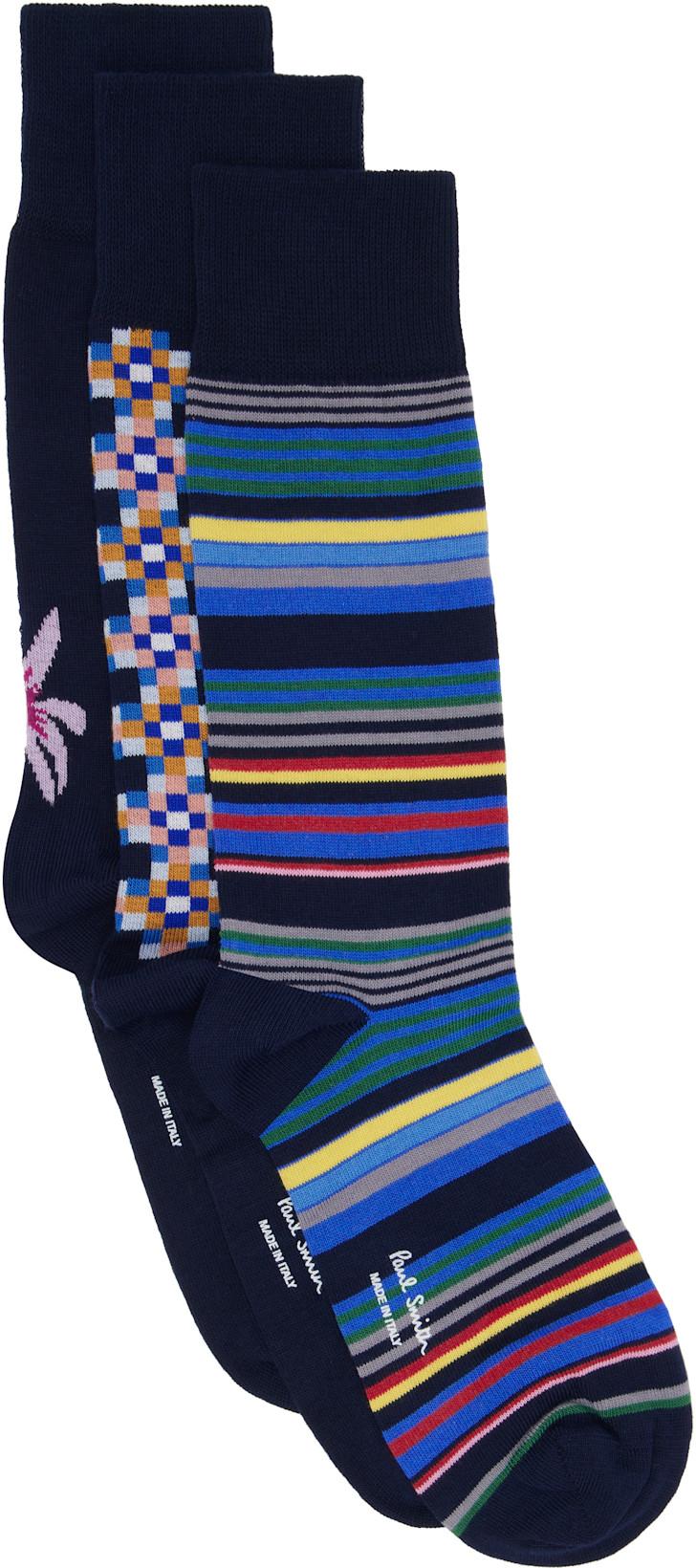 Three-Pack Navy Seasonal Socks by PAUL SMITH