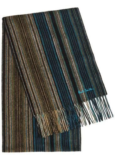 Trent striped logo-embroidered wool scarf by PAUL SMITH
