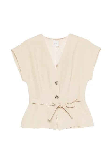 belted V-neck top by PAUL SMITH