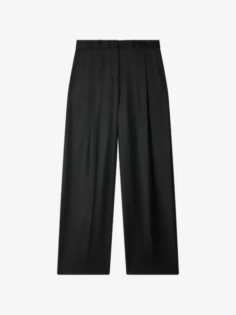 black wool-cashmere wide-leg trousers by PAUL SMITH
