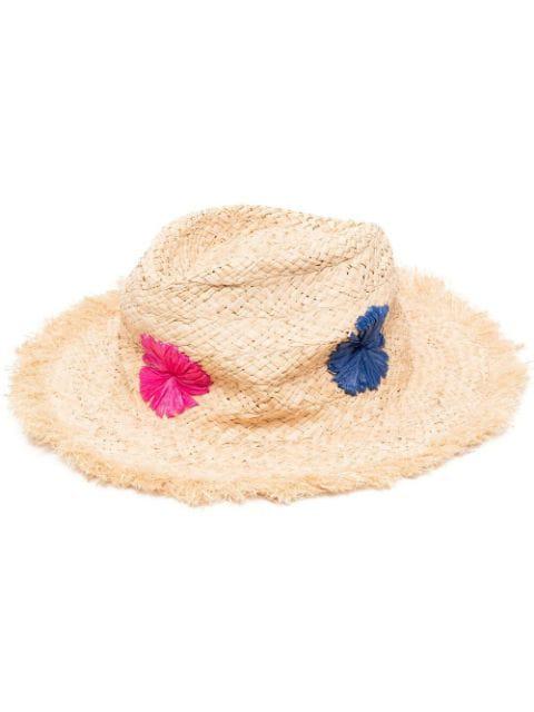 floral-embroidery straw hat by PAUL SMITH