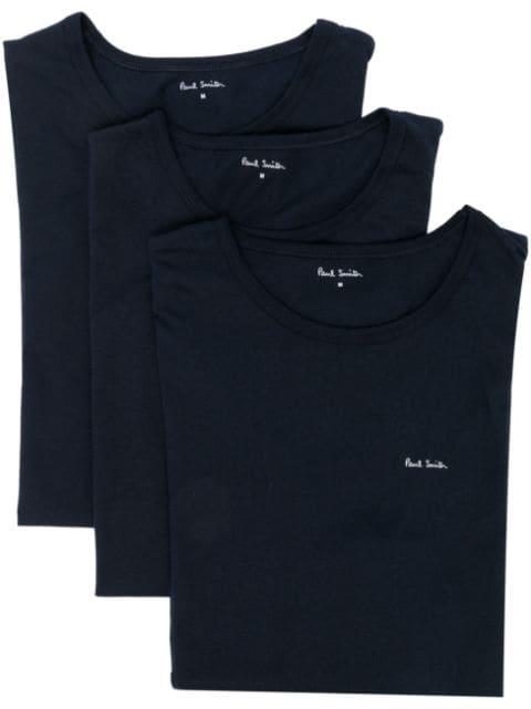 logo-print cotton T-shirt (pack of three) by PAUL SMITH