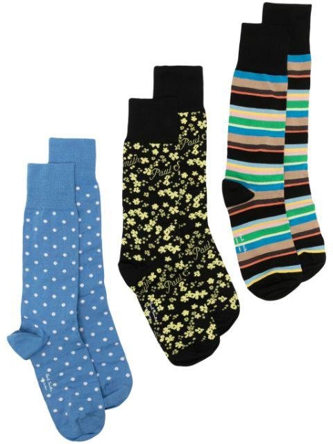 mix-pattern ankle socks (pack of three) by PAUL SMITH
