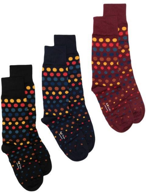 polka dot-intarsia ankle socks (pack of three)) by PAUL SMITH