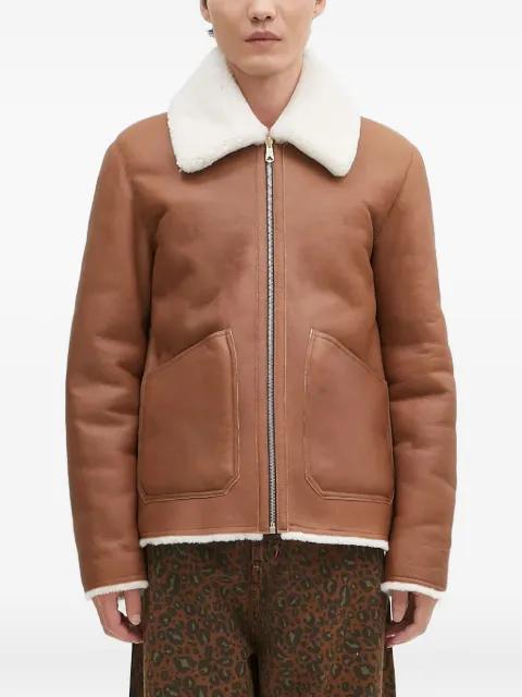 shearling-collared leather jacket by PAUL SMITH