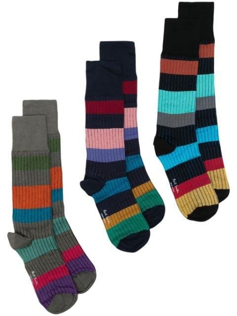 striped ankle socks (pack of three) by PAUL SMITH