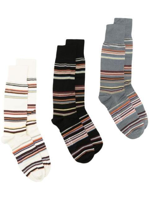 striped ankle socks (pack of three) by PAUL SMITH