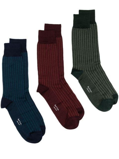 striped cotton-blend socks (pack of three) by PAUL SMITH