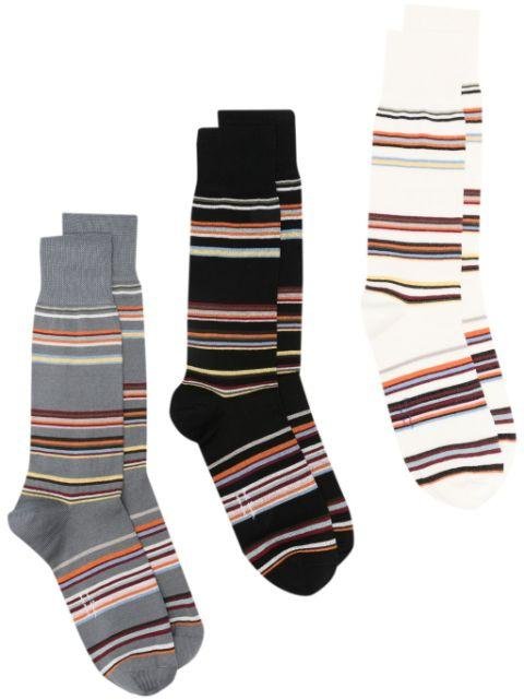 striped mid-calf socks (pack of three) by PAUL SMITH