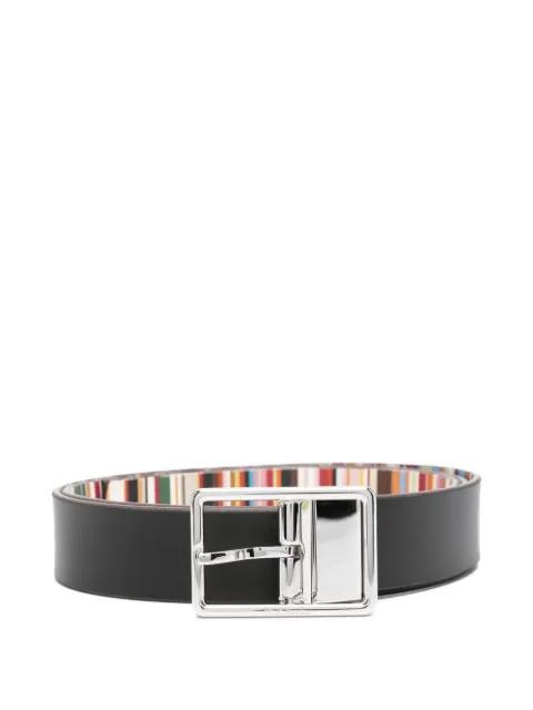 striped-reversible leather belt by PAUL SMITH