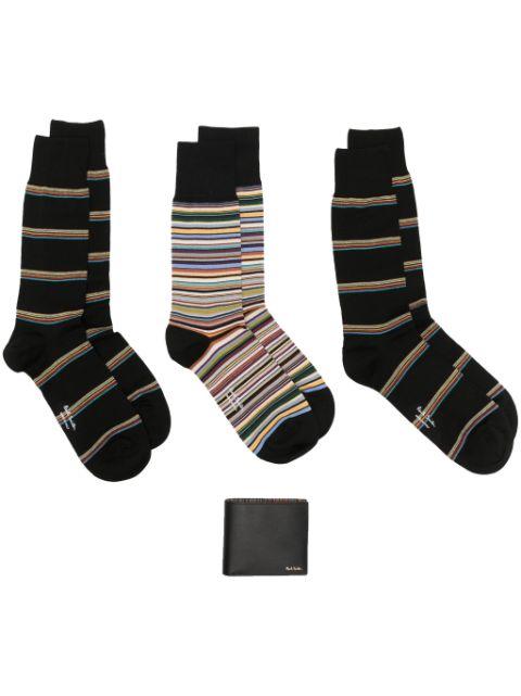 striped socks and wallet set (set of four) by PAUL SMITH