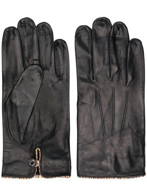 striped trim leather gloves by PAUL SMITH