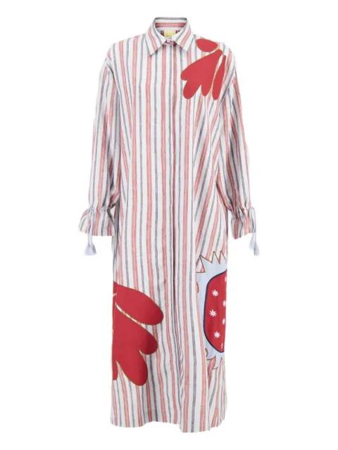 Almandine loral-appliqué striped shirt dress by PAULA