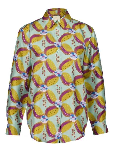 Ametista abstract-print silk shirt by PAULA