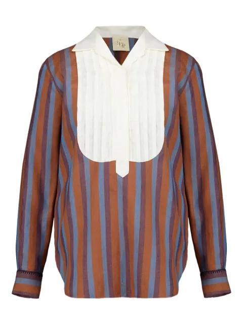 Bella striped pleated-bib blouse by PAULA