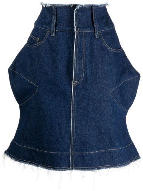 logo-patch denim skirt by PAULA CANOVAS DEL VAS