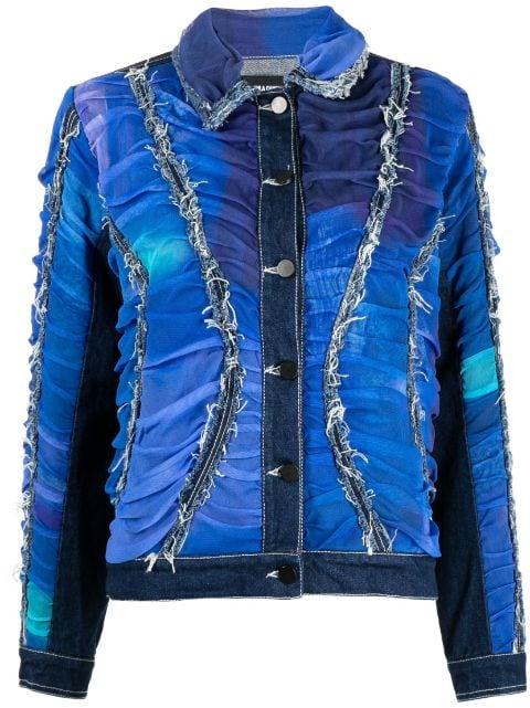 ruched frayed denim jacket by PAULA CANOVAS DEL VAS