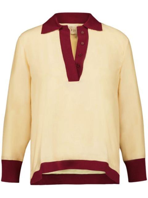 Diane V-neck silk blouse by PAULA