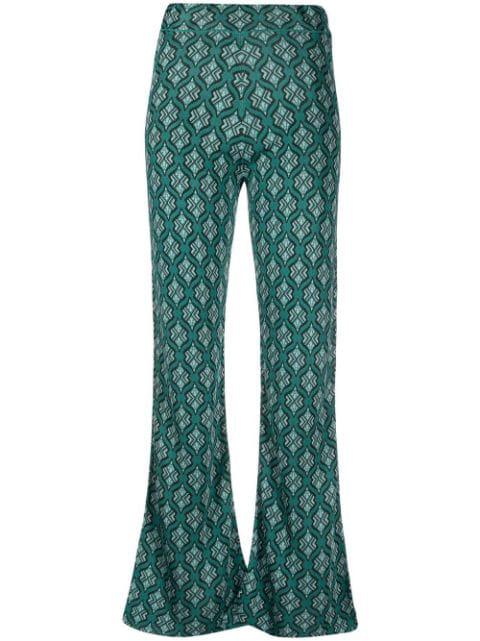 Moonstone flared jacquard trousers by PAULA