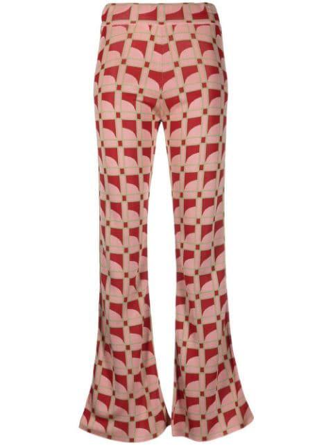 Moonstone flared jacquard trousers by PAULA
