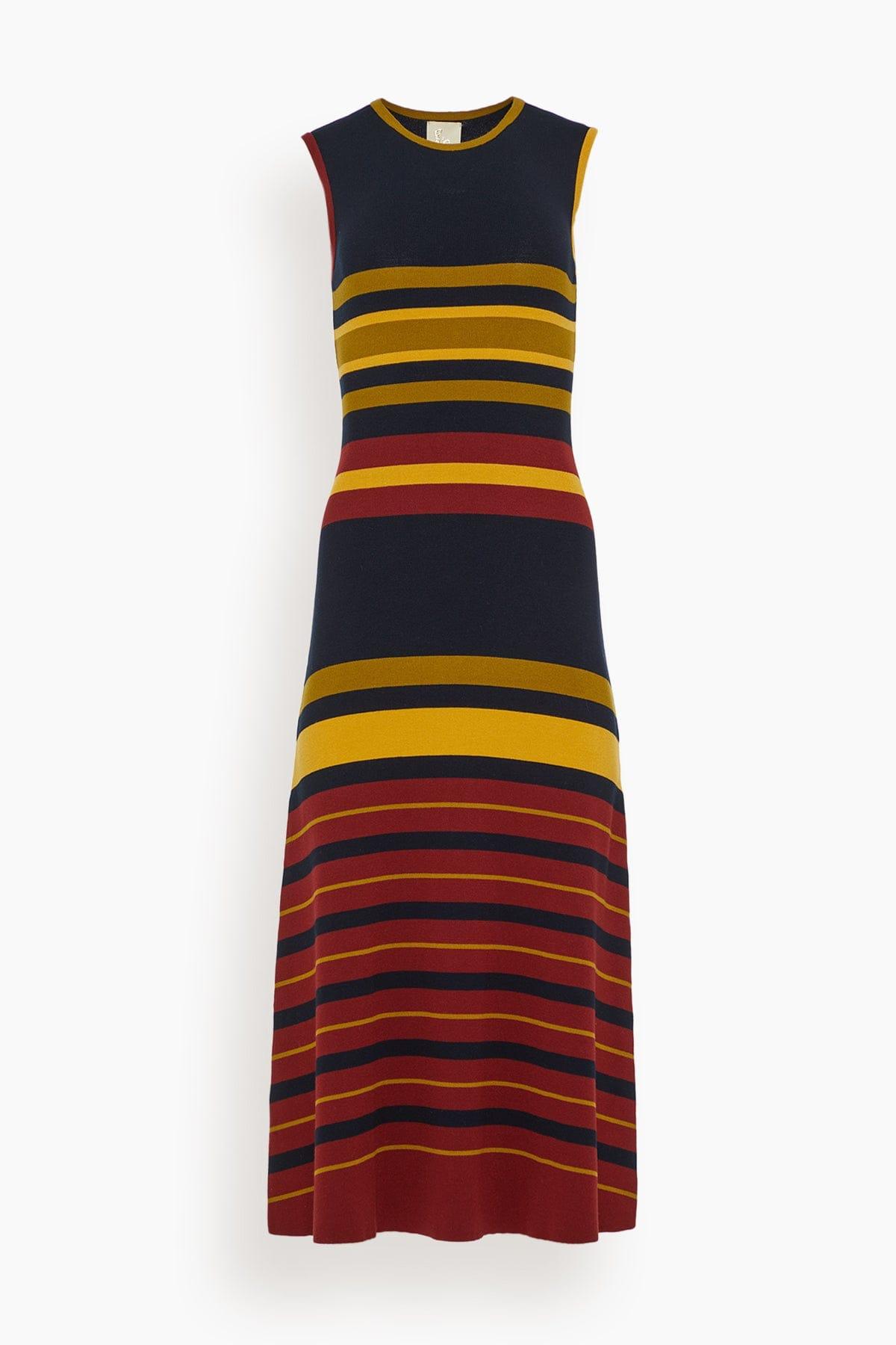 Rian Knitted Open Back Dress in Multi Stripes by PAULA