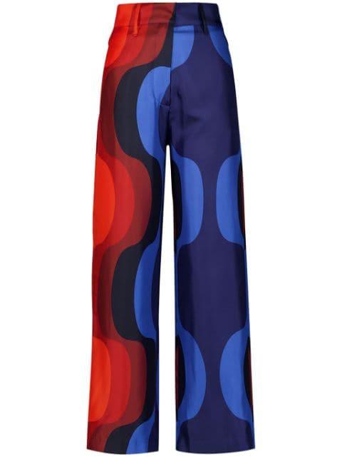 Sonia wave-print silk trousers by PAULA