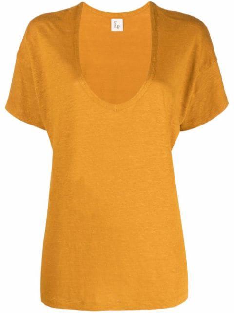 V-neck linen T-shirt by PAULA