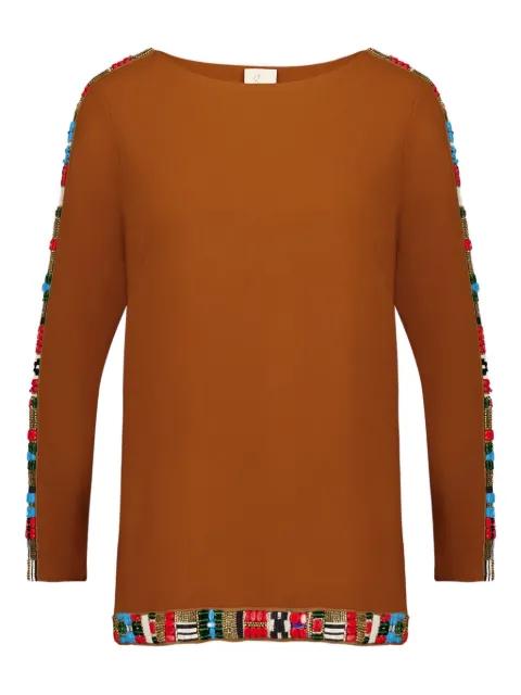 beaded boat-neck top by PAULA