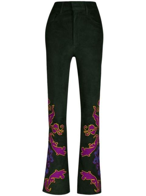 embroidered suede trousers by PAULA