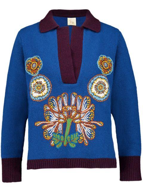 embroidered v-neck sweater by PAULA