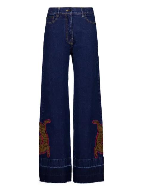 embroidered wide-leg jeans by PAULA