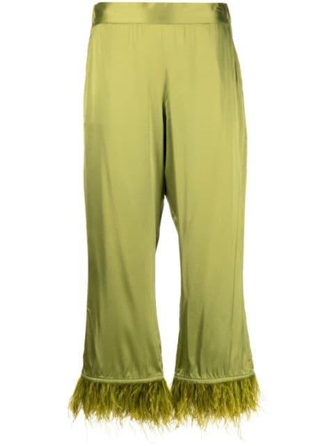 feather-trim wide-leg trousers by PAULA