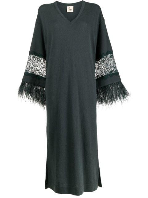 floral-lace detail knitted dress by PAULA