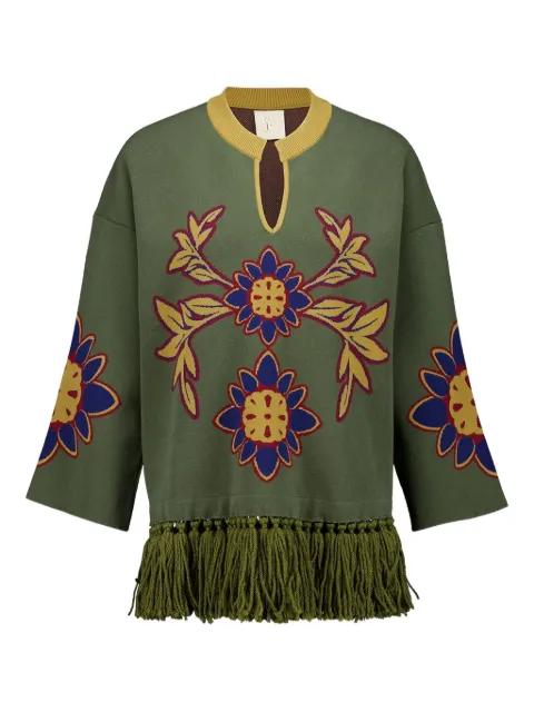 fringe-embellished floral tunic by PAULA