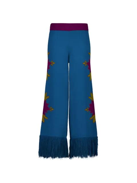 jacquard-pattern fringed palazzo pants by PAULA jacquard-pattern fringed palazzo pants by PAULA