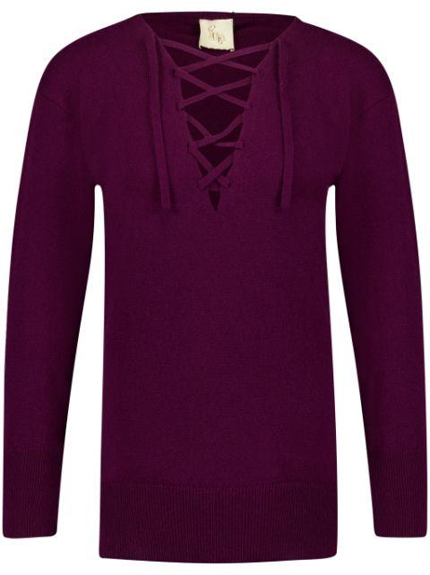 lace-up cashmere sweater by PAULA