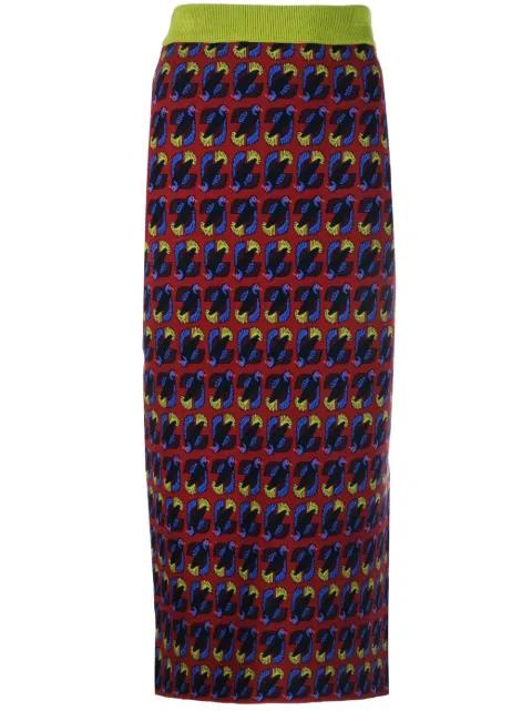 monogram-pattern high-waist skirt by PAULA