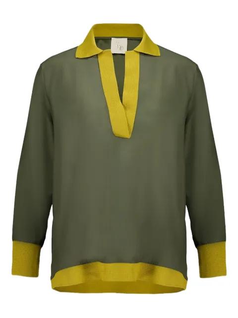 placket-collar long-sleeve T-shirt by PAULA
