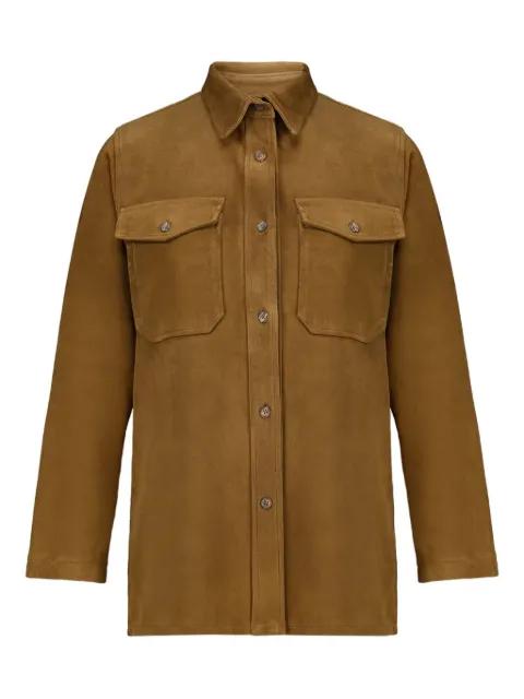 tiger-flower embroidered suede shirt by PAULA