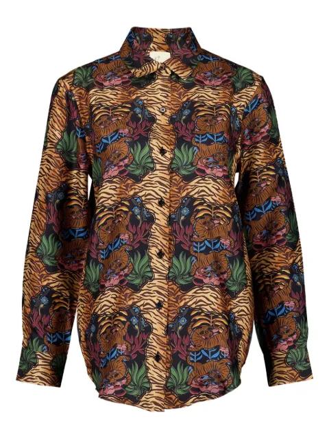 tiger-print button-up shirt by PAULA